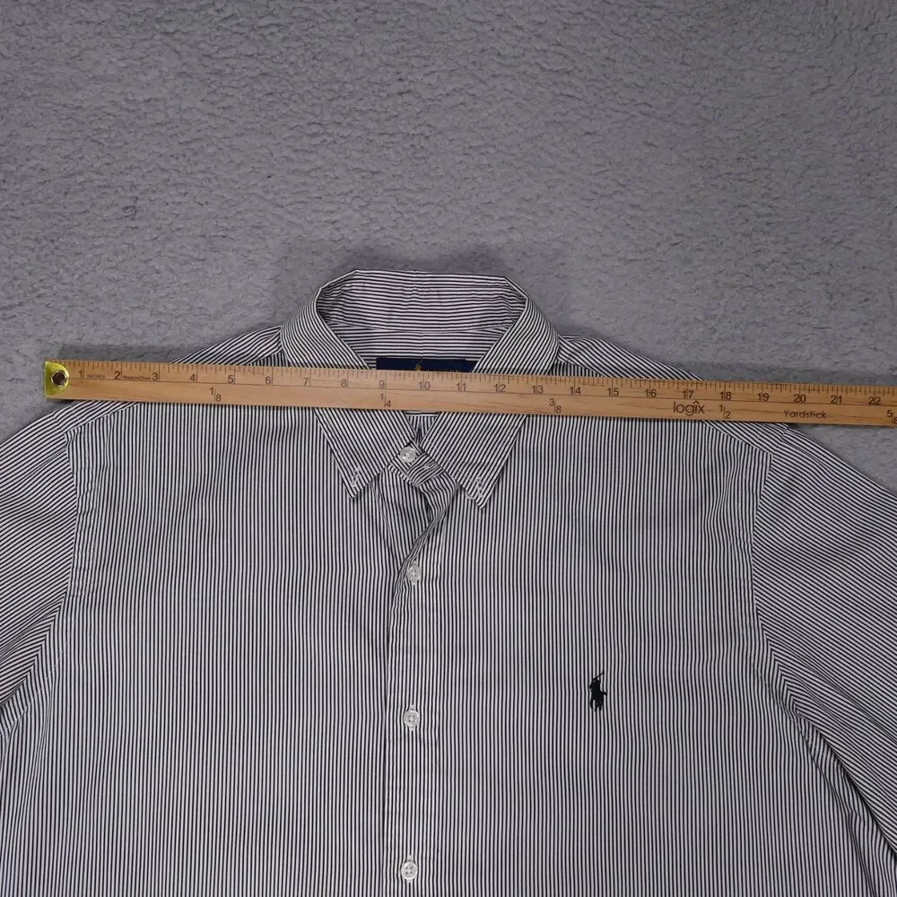 Polo ralph Lauren Shirt Mens XL Black Pinstripe Button Down Long Sleeve
